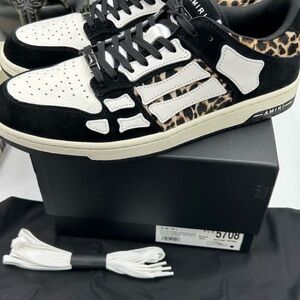 Mens AMIRI Skel low top leather Leopard Print Sneakers. Size 12